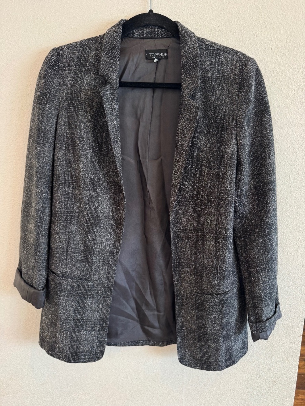 TOPSHOP Gray Textured Blazer Jacket US 2